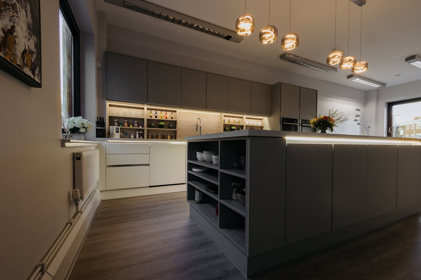 kitchen studio for hire, evening